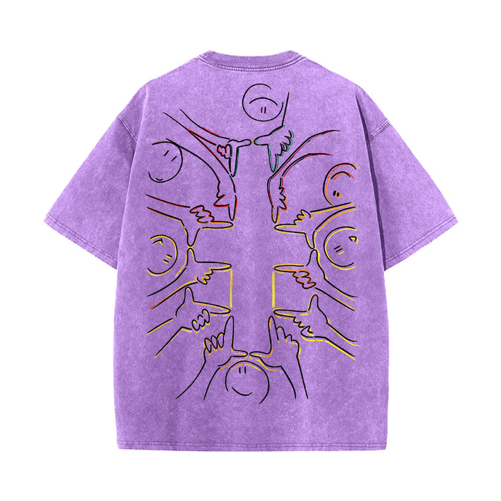 Christianartworkshop T-shirt unisex lavata con disegno a linea della figura umana e croce dell'unità - image 17