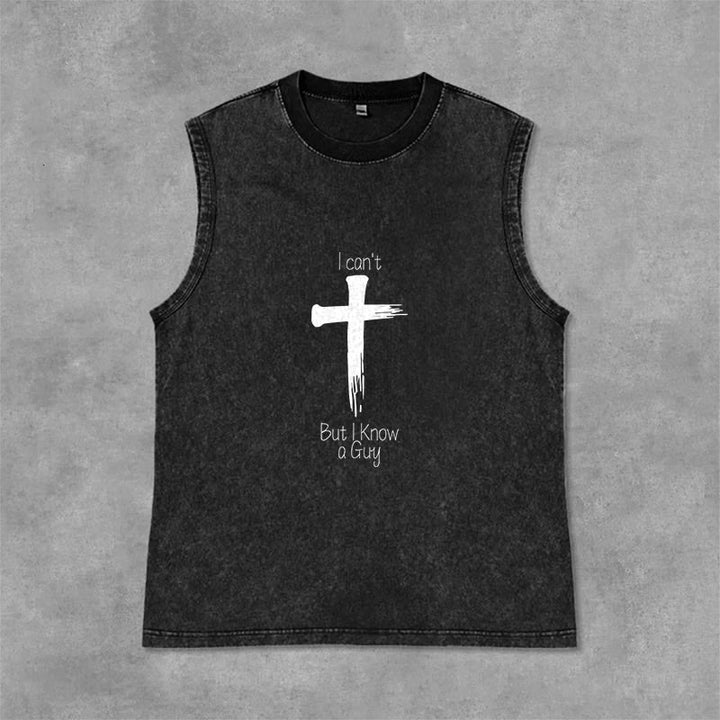 Christianartworkshop Non posso, ma conosco un ragazzo. Canotta unisex Faith lavata. - Nero - 2XL - image 0