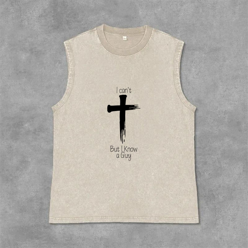 Christianartworkshop Non posso, ma conosco un ragazzo. Canotta unisex Faith lavata. - Beige - 2XL - image 3