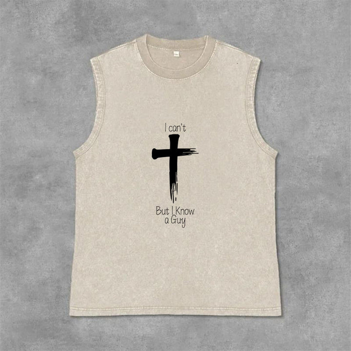 Christianartworkshop Non posso, ma conosco un ragazzo. Canotta unisex Faith lavata. - Beige - 2XL - image 3