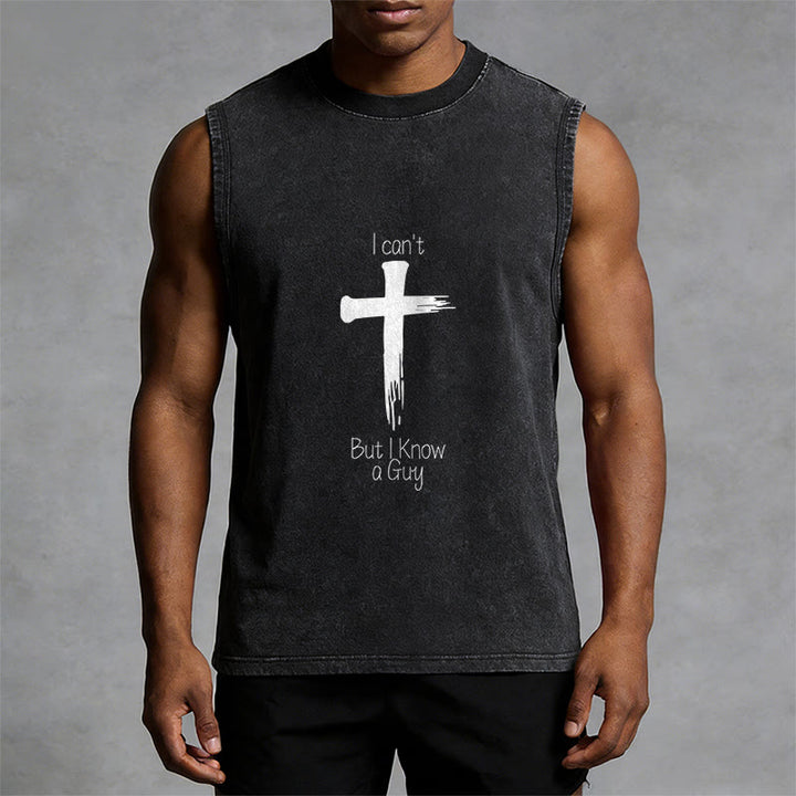 Christianartworkshop Non posso, ma conosco un ragazzo. Canotta unisex Faith lavata. - image 1
