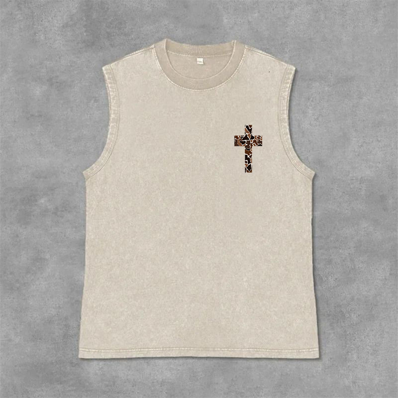 Christianartworkshop Posso fare ogni cosa in Cristo Canotta unisex lavata con croce mimetica - image 21