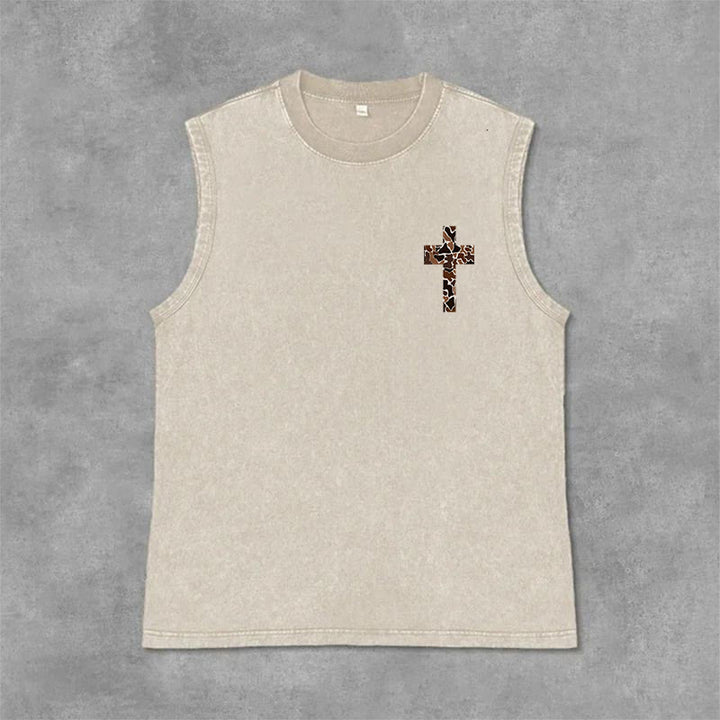 Christianartworkshop Posso fare ogni cosa in Cristo Canotta unisex lavata con croce mimetica - image 21