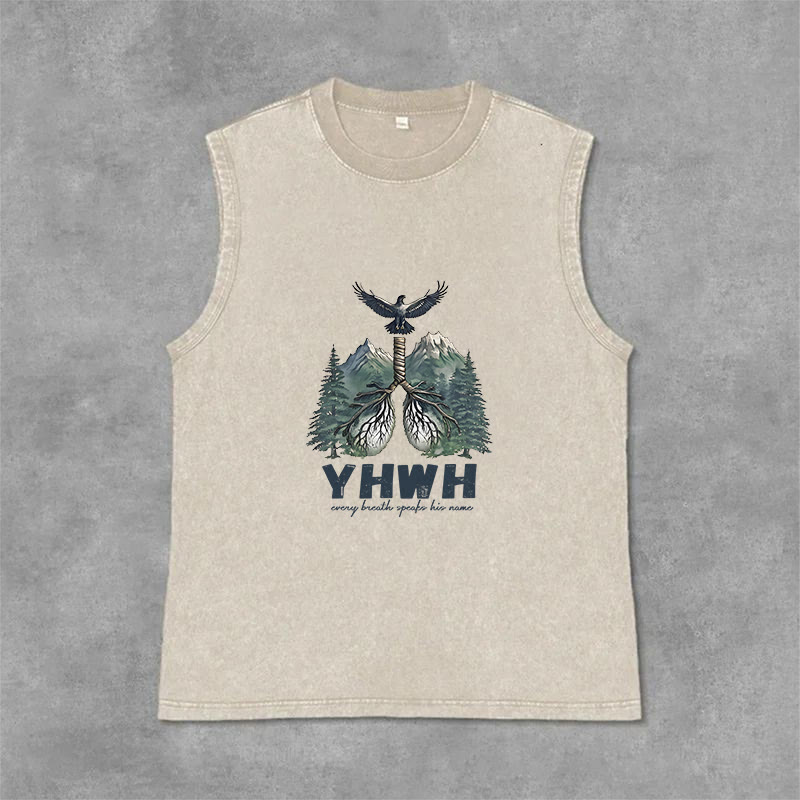 Christianartworkshop Canotta unisex lavata con scritta "YHWH Breath of Life Faith Statement" (Respiro di Vita, Dichiarazione di Fede) - Beige - 2XL - image 0