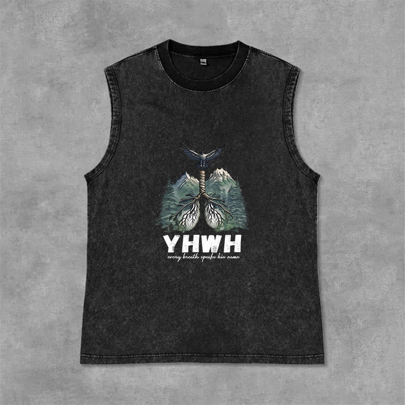 Christianartworkshop Canotta unisex lavata con scritta "YHWH Breath of Life Faith Statement" (Respiro di Vita, Dichiarazione di Fede) - Nero - 2XL - image 3
