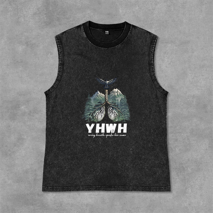 Christianartworkshop Canotta unisex lavata con scritta "YHWH Breath of Life Faith Statement" (Respiro di Vita, Dichiarazione di Fede) - Nero - 2XL - image 3