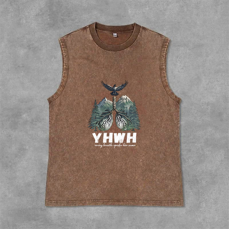 Christianartworkshop Canotta unisex lavata con scritta "YHWH Breath of Life Faith Statement" (Respiro di Vita, Dichiarazione di Fede) - Marrone - 2XL - image 6