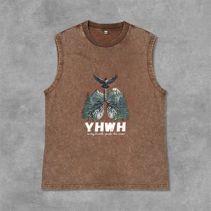 Christianartworkshop Canotta unisex lavata con scritta "YHWH Breath of Life Faith Statement" (Respiro di Vita, Dichiarazione di Fede) - Marrone - 2XL - image 6