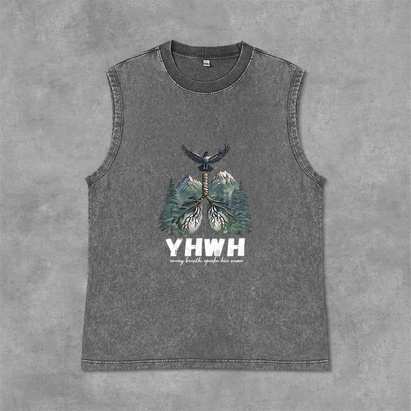 Christianartworkshop Canotta unisex lavata con scritta "YHWH Breath of Life Faith Statement" (Respiro di Vita, Dichiarazione di Fede) - Grigio - 2XL - image 12