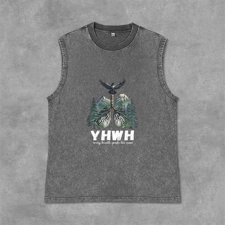 Christianartworkshop Canotta unisex lavata con scritta "YHWH Breath of Life Faith Statement" (Respiro di Vita, Dichiarazione di Fede) - Grigio - 2XL - image 12