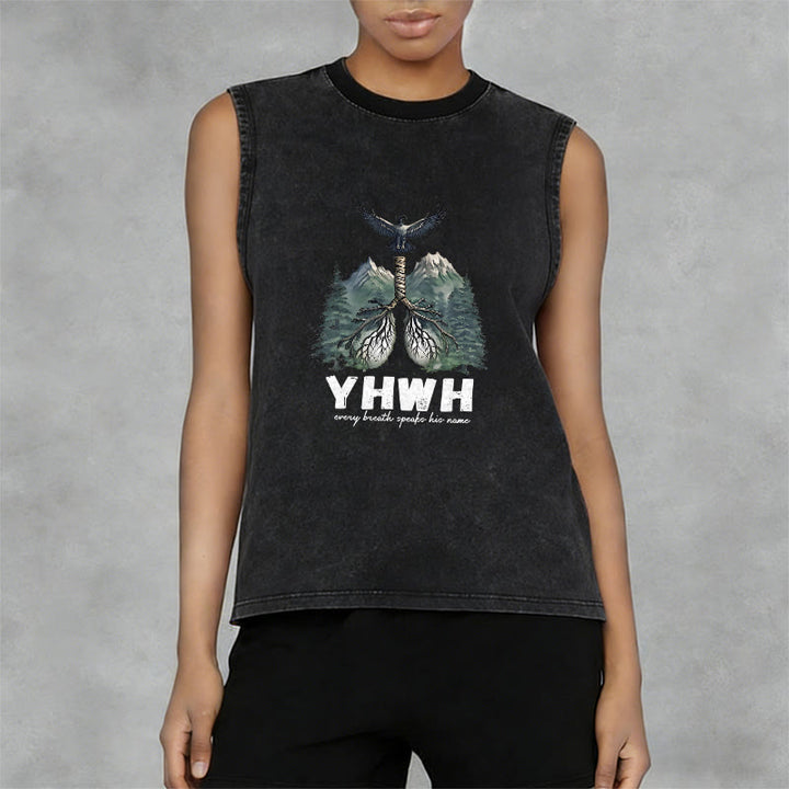 Christianartworkshop Canotta unisex lavata con scritta "YHWH Breath of Life Faith Statement" (Respiro di Vita, Dichiarazione di Fede) - image 5
