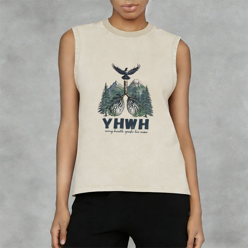Christianartworkshop Canotta unisex lavata con scritta "YHWH Breath of Life Faith Statement" (Respiro di Vita, Dichiarazione di Fede) - image 1