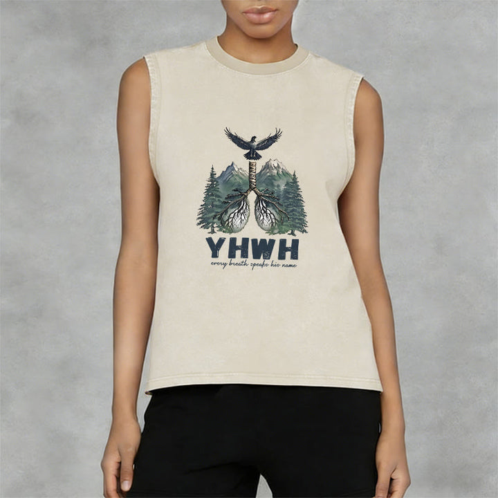 Christianartworkshop Canotta unisex lavata con scritta "YHWH Breath of Life Faith Statement" (Respiro di Vita, Dichiarazione di Fede) - image 1