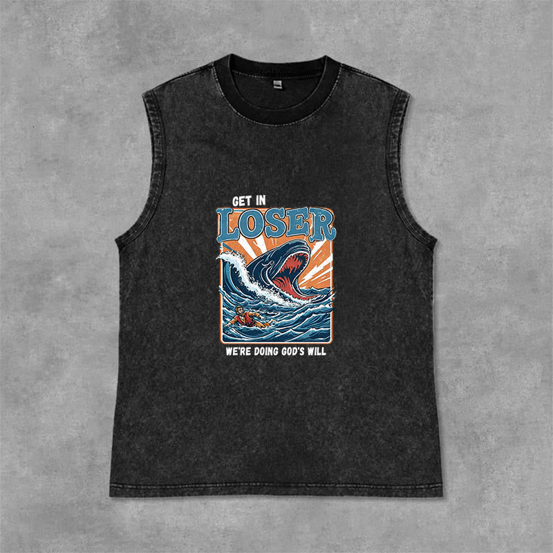 Christianartworkshop Entra, perdente, stiamo facendo la volontà di Dio. Canotta unisex lavata Jonah - Nero - 2XL - image 3