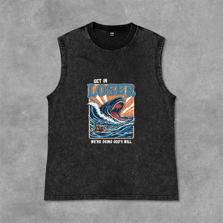 Christianartworkshop Entra, perdente, stiamo facendo la volontà di Dio. Canotta unisex lavata Jonah - Nero - 2XL - image 3