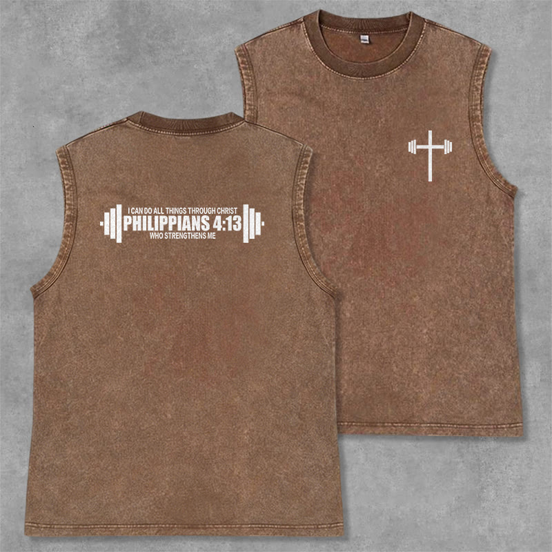 Christianartworkshop Canotta unisex lavata con croce a bilanciere e scritta "Filippesi 4:13" - Marrone - 2XL - image 21
