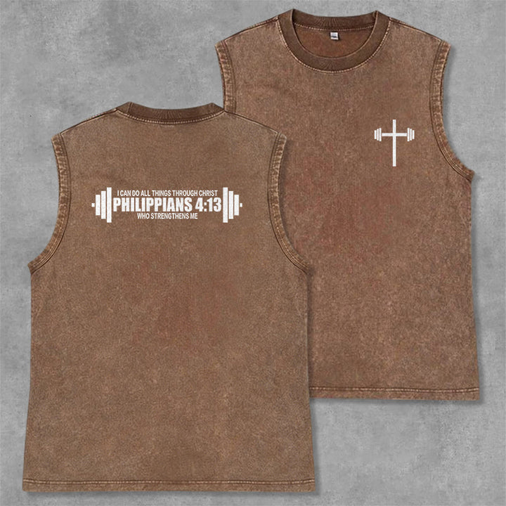 Christianartworkshop Canotta unisex lavata con croce a bilanciere e scritta "Filippesi 4:13" - Marrone - 2XL - image 21