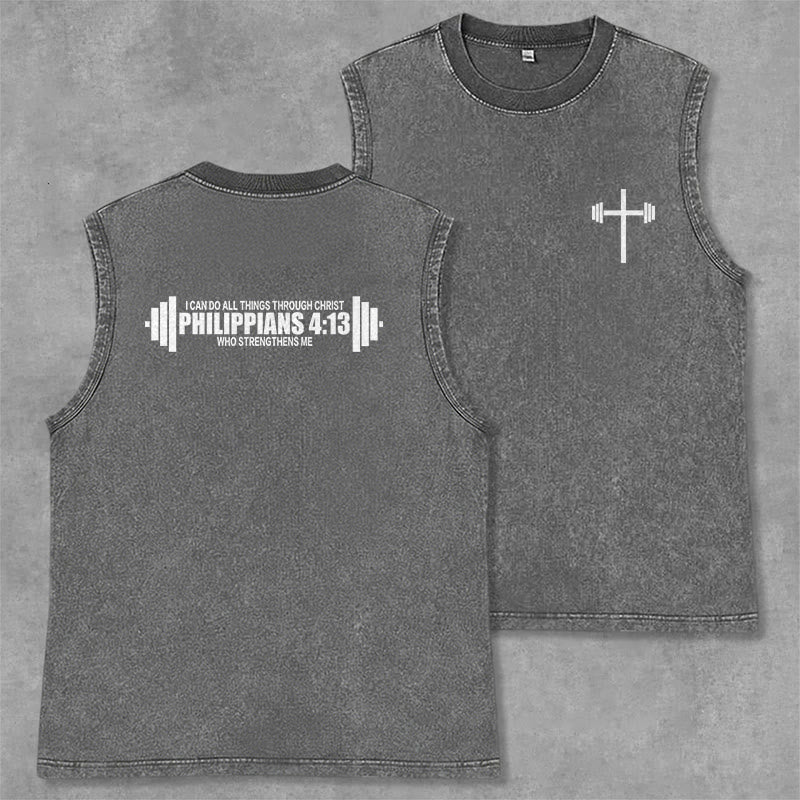 Christianartworkshop Canotta unisex lavata con croce a bilanciere e scritta "Filippesi 4:13" - Grigio - 2XL - image 0