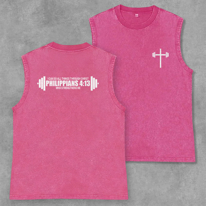 Christianartworkshop Canotta unisex lavata con croce a bilanciere e scritta "Filippesi 4:13" - Rosa - 2XL - image 28
