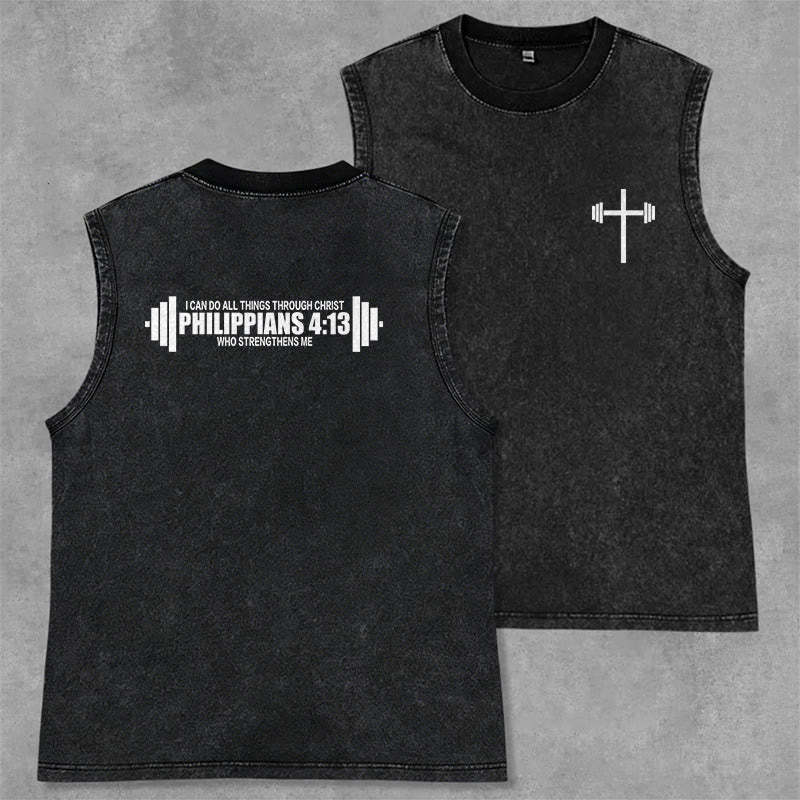 Christianartworkshop Canotta unisex lavata con croce a bilanciere e scritta "Filippesi 4:13" - Nero - 2XL - image 7