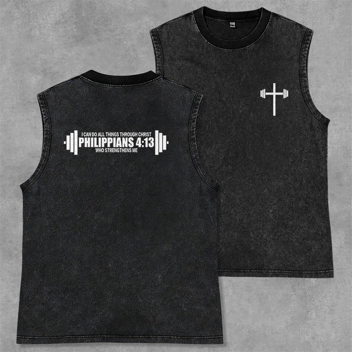 Christianartworkshop Canotta unisex lavata con croce a bilanciere e scritta "Filippesi 4:13" - Nero - 2XL - image 7