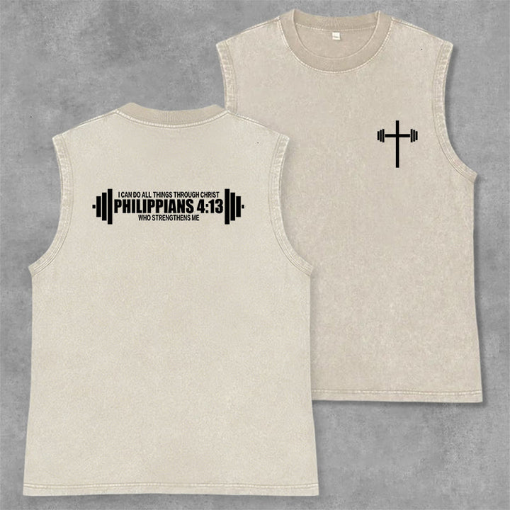 Christianartworkshop Canotta unisex lavata con croce a bilanciere e scritta "Filippesi 4:13" - Beige - 2XL - image 14