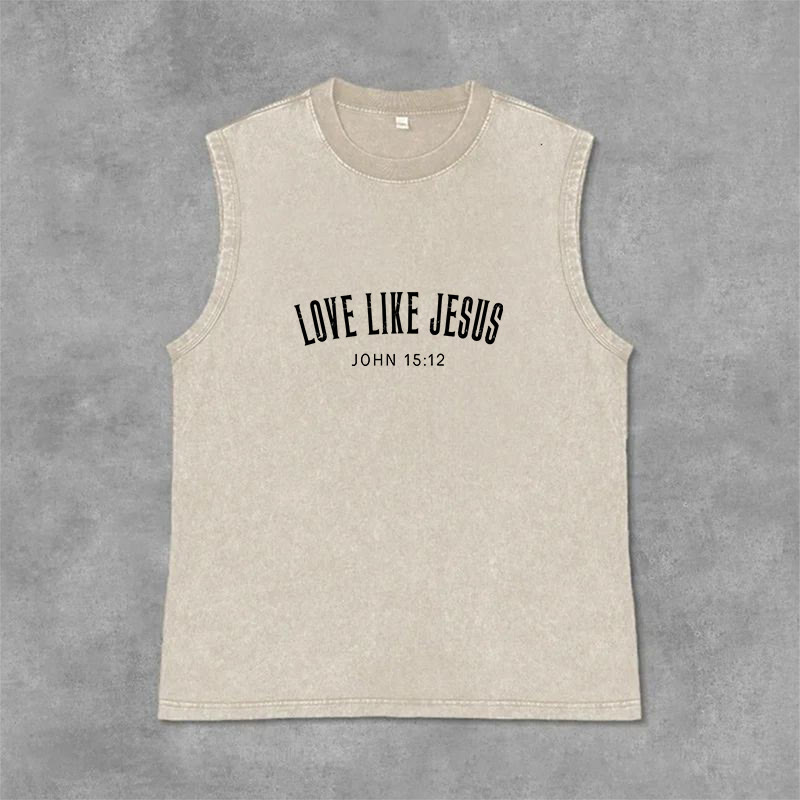 Christianartworkshop Ama come Gesù Giovanni 15:12 Canotta unisex lavata - Beige - 2XL - image 3