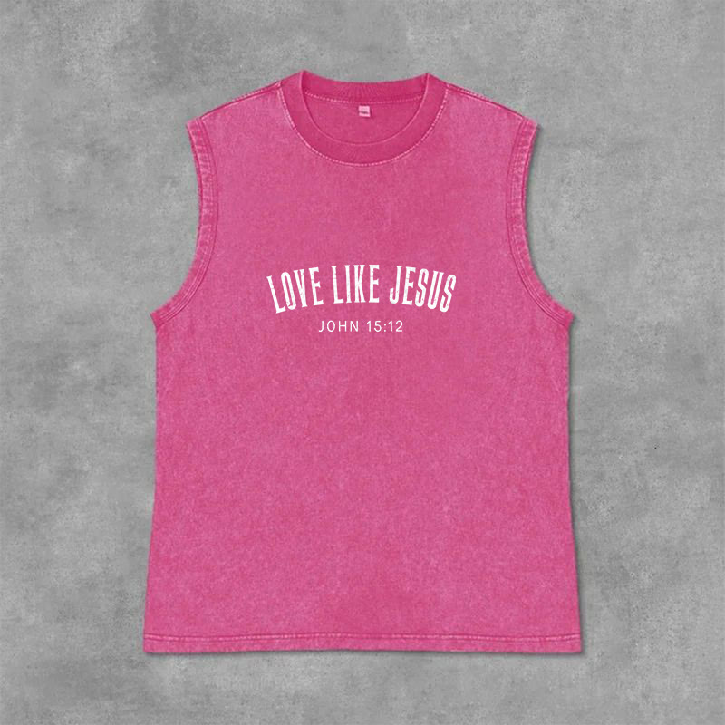 Christianartworkshop Ama come Gesù Giovanni 15:12 Canotta unisex lavata - Rosa - 2XL - image 9