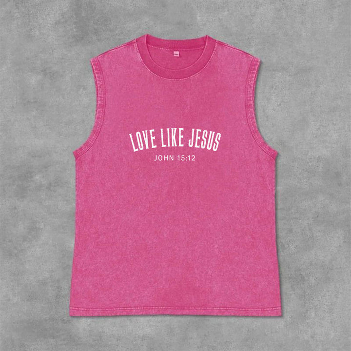 Christianartworkshop Ama come Gesù Giovanni 15:12 Canotta unisex lavata - Rosa - 2XL - image 9
