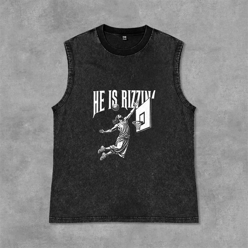 Christianartworkshop Canotta unisex da basket "He Is Rizzin' Jesus" - Nero - 2XL - image 6