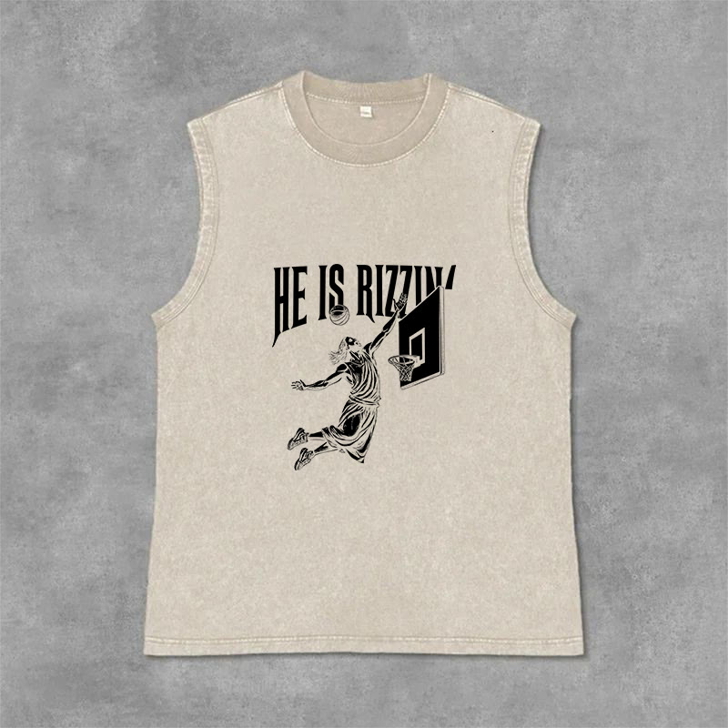 Christianartworkshop Canotta unisex da basket "He Is Rizzin' Jesus" - Beige - 2XL - image 3