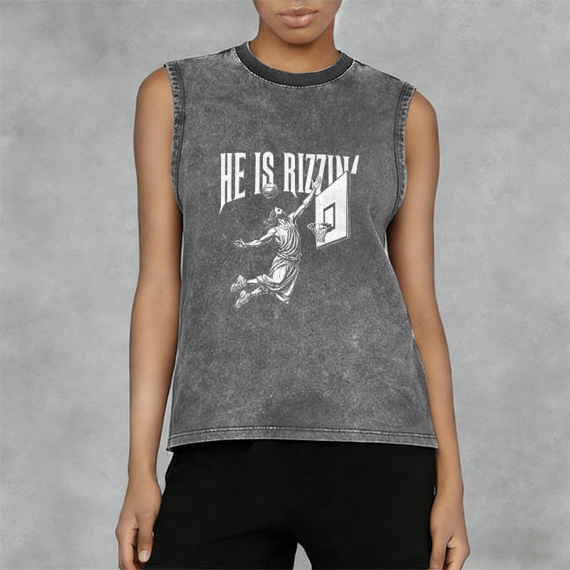 Christianartworkshop Canotta unisex da basket "He Is Rizzin' Jesus" - image 2