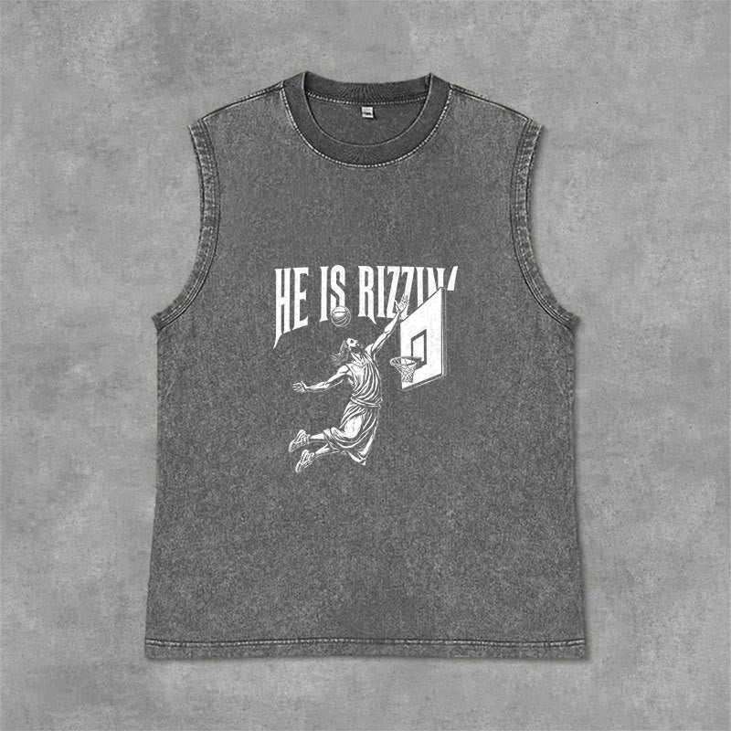 Christianartworkshop Canotta unisex da basket "He Is Rizzin' Jesus" - Grigio - 2XL - image 0