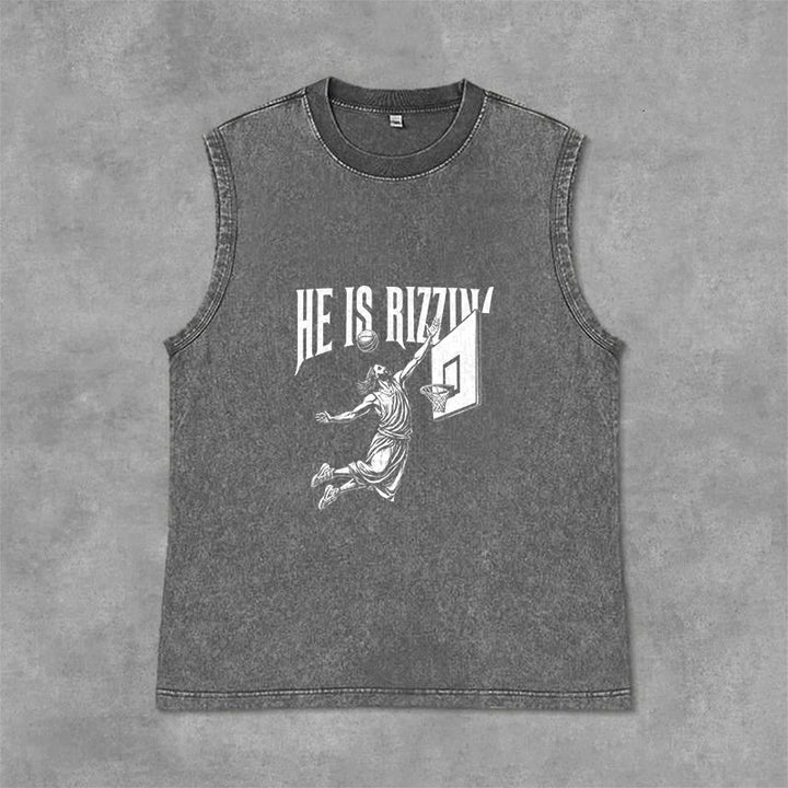 Christianartworkshop Canotta unisex da basket "He Is Rizzin' Jesus" - Grigio - 2XL - image 0