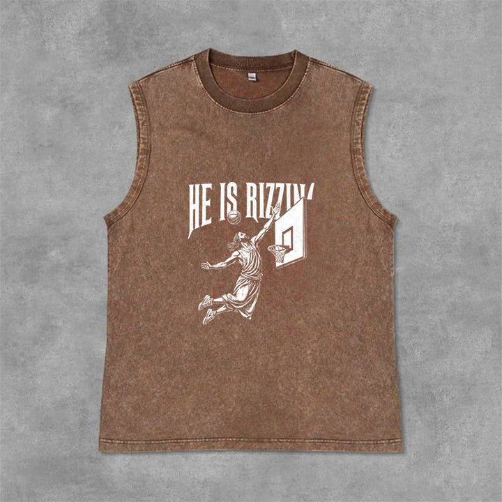 Christianartworkshop Canotta unisex da basket "He Is Rizzin' Jesus" - Marrone - 2XL - image 12