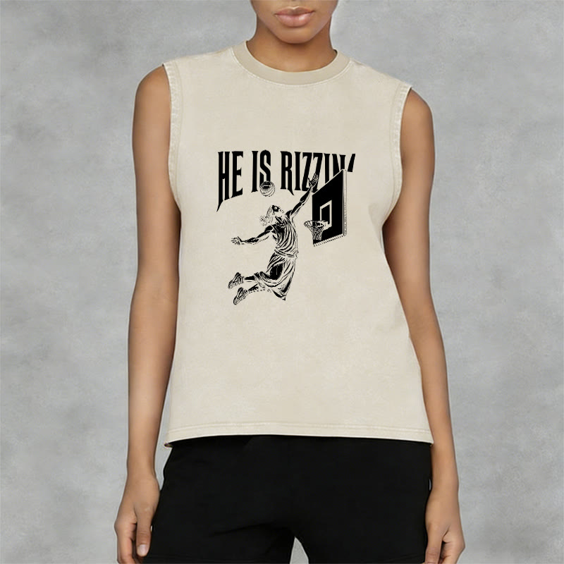 Christianartworkshop Canotta unisex da basket "He Is Rizzin' Jesus" - image 5