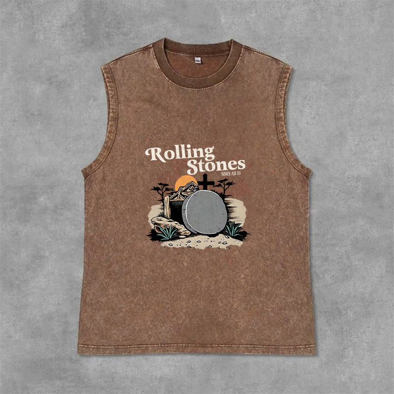 Christianartworkshop Canotta unisex lavata dei Rolling Stones "He Is Risen" - Marrone - 2XL - image 6