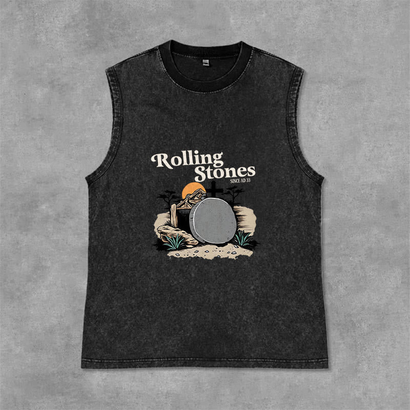Christianartworkshop Canotta unisex lavata dei Rolling Stones "He Is Risen" - Nero - 2XL - image 0