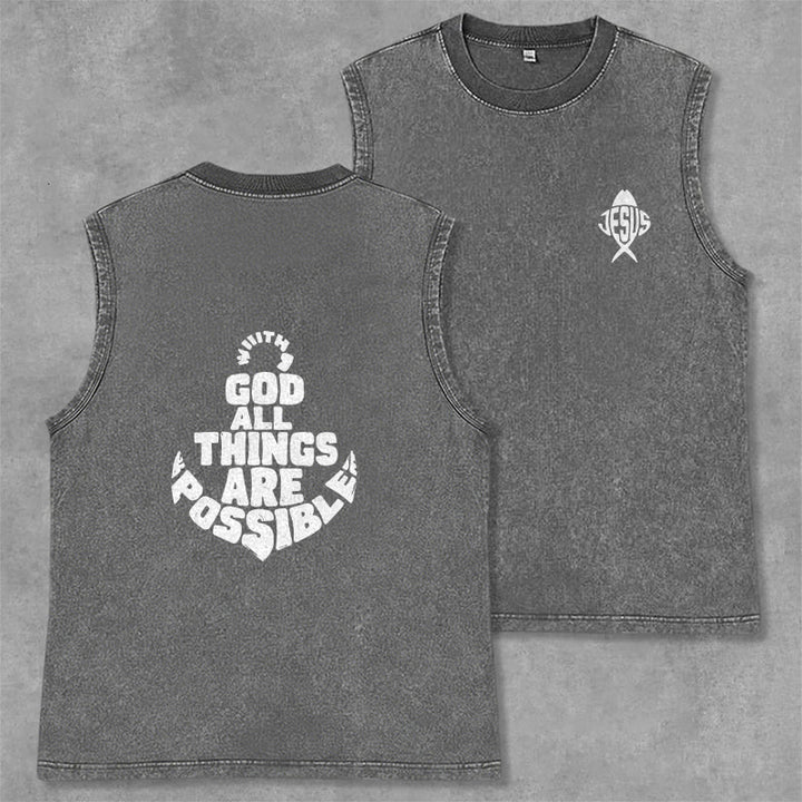 Christianartworkshop Con Dio tutto è possibile Canotta unisex Anchor con effetto lavato - Grigio - 2XL - image 21