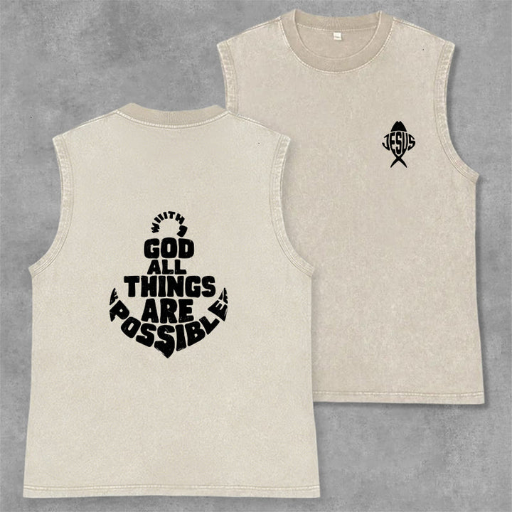 Christianartworkshop Con Dio tutto è possibile Canotta unisex Anchor con effetto lavato - Beige - 2XL - image 28