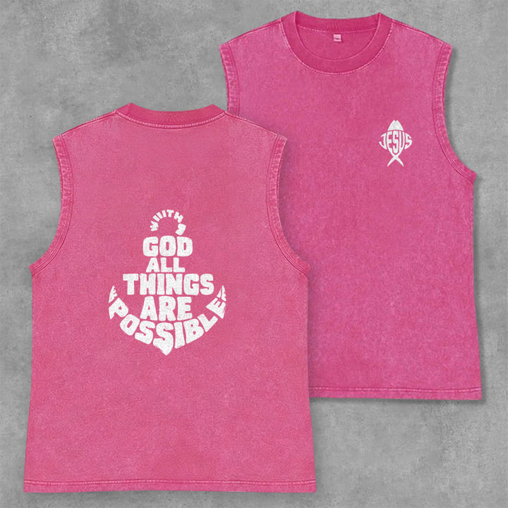 Christianartworkshop Con Dio tutto è possibile Canotta unisex Anchor con effetto lavato - Rosa - 2XL - image 14