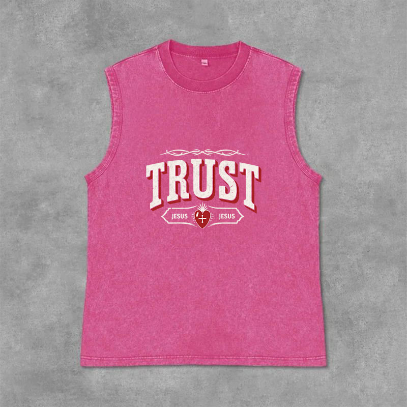 Christianartworkshop Canotta unisex lavata con la scritta "Confida in Gesù, Sacro Cuore". - Rosa - 2XL - image 0