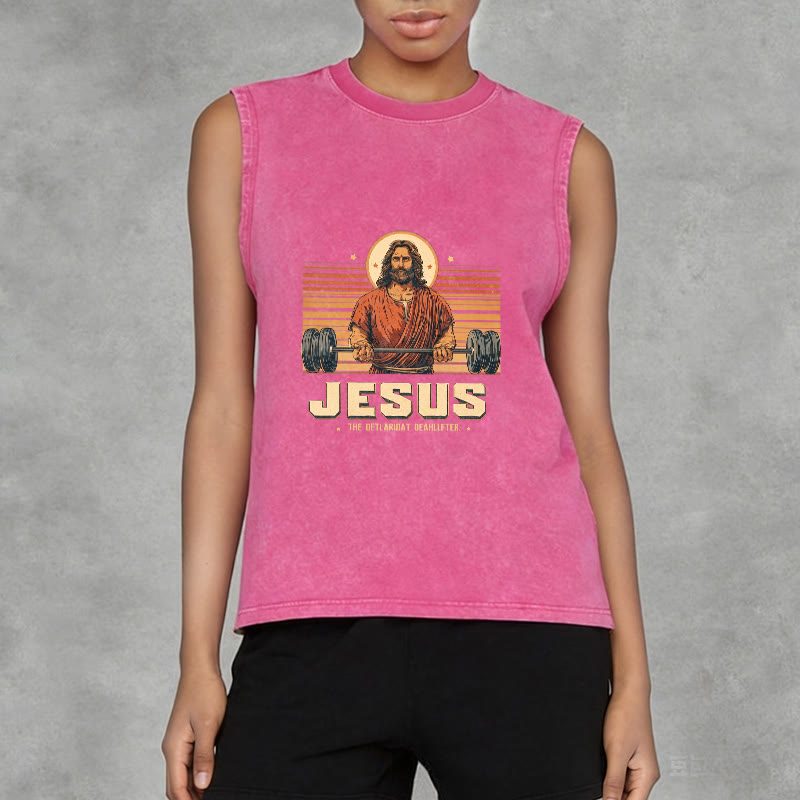 Christianartworkshop Canotta unisex lavata con scritta "Jesus Deadlifter Faith Statement" - image 11