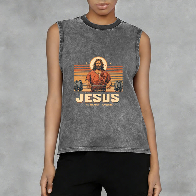 Christianartworkshop Canotta unisex lavata con scritta "Jesus Deadlifter Faith Statement" - image 13