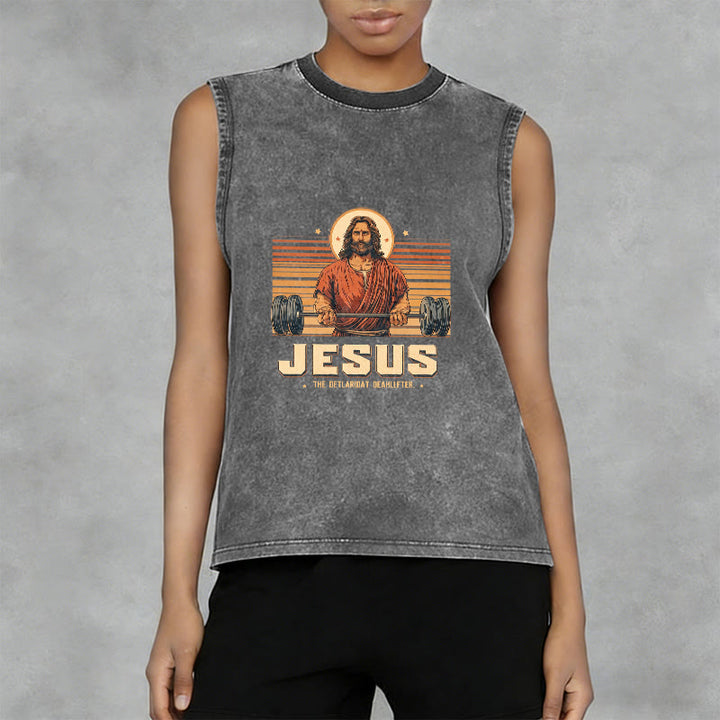 Christianartworkshop Canotta unisex lavata con scritta "Jesus Deadlifter Faith Statement" - image 13