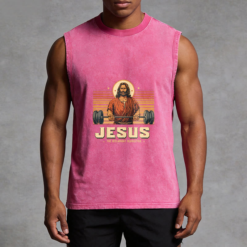 Christianartworkshop Canotta unisex lavata con scritta "Jesus Deadlifter Faith Statement" - image 10