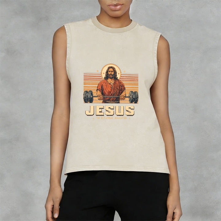 Christianartworkshop Canotta unisex lavata con scritta "Jesus Deadlifter Faith Statement" - image 8