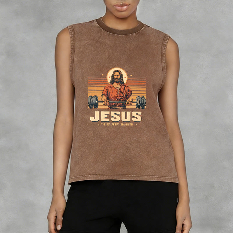 Christianartworkshop Canotta unisex lavata con scritta "Jesus Deadlifter Faith Statement" - image 2