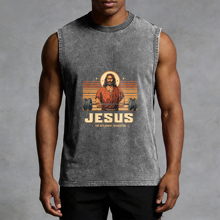 Christianartworkshop Canotta unisex lavata con scritta "Jesus Deadlifter Faith Statement" - image 14