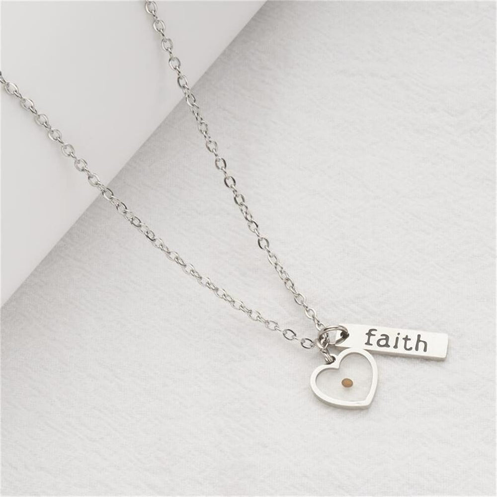 Christianartworkshop Collana con cuore e goccia di lacrima e semi di senape: un simbolo di fede piccolo ma potente - image 1